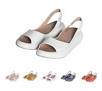 Générique Women's Summer Sandals Ultra-Comfy Casual Flat Orthotic Slippers for Shoes Platform Sandals Suitable For All Foot Shapes (White,38)
