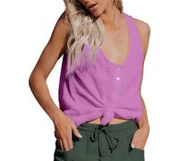 Générique Womens Summer Tops Tank Top for Women Cotton Linen Shirts Sleeveless Rose Clair M