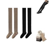 Générique Women's Thigh High Socks, Knit Winter Warm Thick Over the Knee Socks, Soft Solid Color Extra Long Leg Warmer Stockings