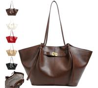 Générique Women's Tote Bag, Vintage PU Leather Large Capacity Tote Bags, With Adjustable Strap For Work, Travel