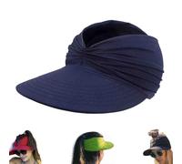 Générique Women's UPFs 50+ Protections Sun Visors Hat,Wide Brim Lightweight Foldable Ponytail Cap,Summer UV Protections Beach Cap (Blue 2)