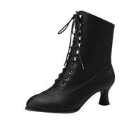 Générique Women's Vintage Ankle Boots With Heel Laces Gothic Medieval Shoes Short Boots Bottes Caoutchouc Homme (40)