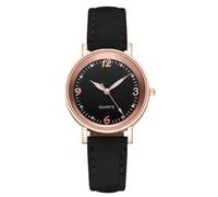 Générique Women's Vintage Leather Strap Watch - Gold-Toned Round, Clear Numbers & Stylish Design | for Birthday, Party, Or Everyday Sophisticated Look