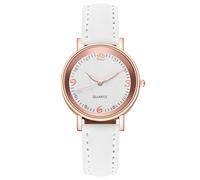 Générique Women's Vintage Leather Strap Watch - Gold-Toned Round, Clear Numbers & Stylish Design | for Birthday, Party, Or Everyday Sophisticated Look