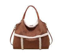 Générique Women's Vintage Suede Tote Bag,Fall Winter Large Capacity Shoulder Crossbody,Chic Trendy Handbag for Daily Use (Brown)