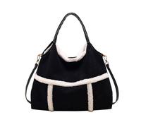 Générique Women's Vintage Suede Tote Bag,Fall Winter Large Capacity Shoulder Crossbody,Chic Trendy Handbag for Daily Use (Black)