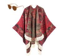 Générique Women's Warm Causal Shawl, Classic Ethnic Tassel Open Front Blanket Shawl, Winter Knitted Cardigan Sweater Scarf Cape