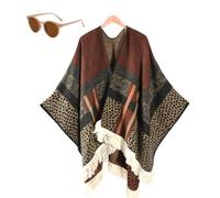 Générique Women's Warm Causal Shawl, Classic Ethnic Tassel Open Front Blanket Shawl, Winter Knitted Cardigan Sweater Scarf Cape