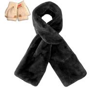 Générique Women's Winter Faux Fur Scarf with Hidden Zipper Pocket,Soft Warm Neck Wrap,Secure Concealed Storage for Essentials (Black)