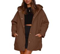 Générique Women's Winter Trendy Lightweight Hooded Quilted Jacket, Long Jackets for Woman Lightweight Diamond Quilted Jacket (Brown,TTG)