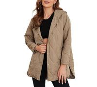 Générique Women's Winter Trendy Lightweight Hooded Quilted Jacket, Long Jackets for Woman Lightweight Diamond Quilted Jacket (Khaki,TG)