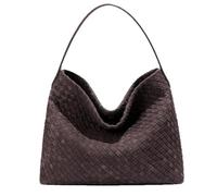 Générique Women's Woven Suede Tote Bag Slouchy Shoulder Bags Trendy Crescent Satchel Purse (Brown)