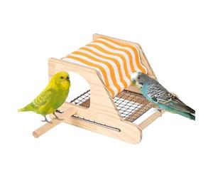 Générique Wood Bird House - Wooden Nest Box with Stainless Steel Mesh Base | Ventilated Parakeet Breeding Shelter Perch Style Cage Accessory for Conure, Lovebird, Cockatiel, Parrot Use