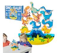 Générique Wood Dinosaur Blocks - Stacking Playset, STEM Balance Game | Preschool Learning Building Set Wooden Dinosaur Toys, Interactive Educational Activity, Stack High Training for