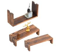 Générique Wood Display Risers, Wooden Cupcake Stand, Multi-Tier Design, Smoothd Finish, Rectangular Dessert Holder for Jewelry Collections, Figures, Perfume Display, Wooden Color