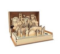 Générique Wood Easter Holy Week Book, Handmade Decorative Artwork, 10.24x5.91x2.24 inches Religious Scene Souvenir, Family Home Holiday Decoration, Meaningful Keepsake for Spiritual Celebrations
