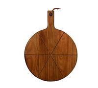 Générique Wood Pizza Peel | Kitchen Bamboo Pizzaa Paddle Spatula | Round Wooden Cutting Board Pizzas Paddles with Ergonomic Handle for Home Baking Oven Serving Charcuterie Meat Cheese Bread Fruit