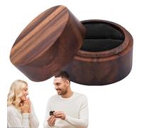 Générique Wood Proposal Ring Box - Round Black Walnut Box, Handmade RoundS WalnutS Jewelry Case, Portable JewelryY RingS BoxS, HandmadeS JewelryS CaseS For ProposalS, Wedding, Ceremony