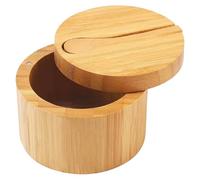 Générique Wood Salt Keeper - Elegant Tabletop Seasoning Bowls, Natural | Versatile Countertop Holder Sugar, Spices With Tight Sealing Lids And Ergonomic Spoon For Precise Measuring