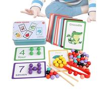 Générique Wooden Bead Counting Set - 13.5cm Color Sorting Toy, Fine Motor Skill Tweezers Chopsticks, Early Math Learning Activity | Hand Strength Exercise Educational Game for Kids Preschool Classroo