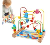 Générique Wooden Bead Maze Toy - Roller Coaster Activity for Toddlered | Natural Wood with Curved Wire Tracks, Hand Eye Coordination Learning Game, Sensory Play Table Center for Boys Girls Ages 1 2 3