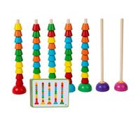 Générique Wooden Bead Stacking, Sorting Toys, Recognition Matching Puzzle Plaything, Educational Cognitive Toy for Counting, Sorting and Fine Motor Skills, Kids Age 3, Mixed Color