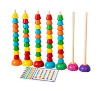 Générique Wooden Bead Stacking Toy, Sorting, Counting Puzzle Game, Portable Educational Matching Toy for Cognitive Development Ages 3 and Up, Kids, Mixed Colors