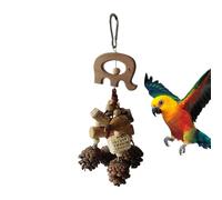 Générique Wooden Bird Chew Toy, Dangling Wooden Parrot Toys, 10x28cm Adorable Natural Pine Cone Chewing Toy, Hanging Cage Accessory, Interactive Cockatiel Plush for Birds