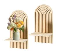 Générique Wooden Boho Shelf - 2PCS Wall Mount Book Shelf | Modern Boho Wall | Wall Mount Arch Shelf Multipurpose Mounted Decor Organizer for Living Area Bathroom Bedroom Easy