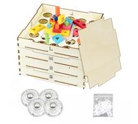 Générique Wooden Building Bricks Sorter - Four Tray Storage Organizer Box