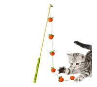 Générique Wooden Cat Teaser - Interactive Fruit Stick for Kitten Play | Cotton Rope with Non-Slip Handle, 40cm Rod Length, Indoor Pet Toy Bird Fish Mouse Boredom Relief Home Entertainment Training