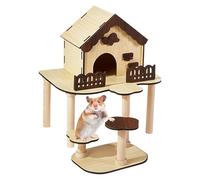 Générique Wooden Chipmunk House, Hamster Cage Decor, Landscape Exploring Toy, Gerbil Dwarf Small Animal Sleeping Feeding Play Setup, Indoor Home Apartment Utility Gear for Pets, Owners, 400g