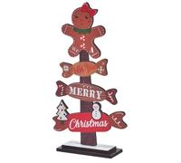 Générique Wooden Christmas Trees - Gingerbread Man on Topper Desk Christmas Tree,Gingerbread Man Wooden Signs Blocks, Decorative Sign Party Favors for Shopping, Window, Room, Desk, Seasonal Décor