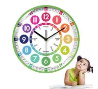 Générique Wooden Clock Teaching Time Toy - ABS 10x10 inch | Educational Non-Ticking Time Clock, Colorful Telling Țime Cĺock for Kids | Classroom and Kids Room Wall Decor
