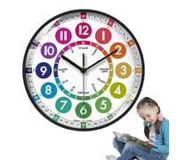 Générique Wooden Clock Teaching Time Toy - ABS 10x10 inch | Educational Non-Ticking Time Clock, Colorful Telling Țime Cĺock for Kids | Classroom and Kids Room Wall Decor