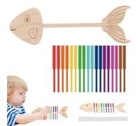 Générique Wooden Color Sorting Toys, Fish-Shaped Fine Motor Toy, Reinforced Natural Wood Build with Technical Style, Early Educational Sorting Stick for Developmental Growth Preschool Learning