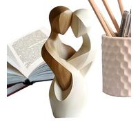 Générique Wooden Couple Statue for Home Decor, 2D Handcrafted Abstract Couple Figurine, Romantic Sculpture Ornament for Desk Shelf Table, Modern Wedding Decoration for Living Room Bedroom Sideboards