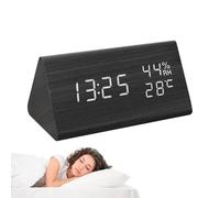 Générique Wooden Digital Alarm Clock, Battery Operated Desk Clock, Voice Control Feature, Temperature & Humidity Display, Large LED Numbers, Ideal for Bedrooms, Offices, Home Decor