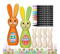 Générique Wooden Easter Rabbit - Paintable Bunny Craft Figure, Blank Canvas Wood, Art Activity with Design, Craft Project Adults Teachers, Home Decor for Mantel Bookshelf