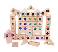 Générique Wooden Gem Blocks Translucent Rainbow 50PCS Light Table Set