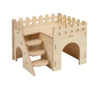 Générique Wooden Guinea Pig hiddeout, Hamster House with Ladder, Detachable | Double-Layer Design for Climbing, Resting & Hiding, Ideal for Hedgehogs & Small Pets