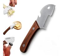 Générique Wooden Handled Household Scallion Slicer, 3-1 Multi-Functional Butter Knife with Built-in Bottle Opener, Stainless Steel Blade, Spreader & Shredder for Bread, Toast (1Pcs)
