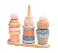 Générique Wooden Learning Cake Food Game - Promotes Creative Pretend Play, Sorting & Stacking Toys, 17.6cm Diameter Size, Quality Natural Eco Timber - for Kids Birthday Party & Preschool Classroom