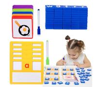 Générique Wooden Letter Blocks - Spelling Games for Kids | Alphabet Blocks with Pen & Cards | Word Spelling Alphabet Cards Set, Motor Skills Improving Kids Play Bl0cks, Hand-Eye Coordination Toys