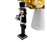 Générique Wooden Nutcracker Decor | Painted Wood Romantic Decoration - Wedding Nutcracker Figurine for Living Room Bedroom Office Desk Bookshelf Entrance