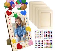 Générique Wooden Picture Frames, Photo Display, Art Frame Set, 7.87x5.91in Poster Size with Glitter Stars Hearts Stickers, Unfinished Elegant Design for Studio Tabletop Nursery Living Room Decor