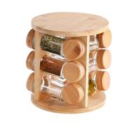 Générique Wooden Rack, Rotating Shelf, Condiment Organizer, Space-Saving Jar Holder, 360° Swivel Storage Design, 5.91x5.91x12.2 Inches, for Kitchen Seasonings and Spices Jars