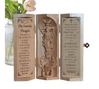 Générique Wooden Sculpture Jesus, Cylinder Statue, 5.91x6.69 inches Serenity Prayer Christian Art, Openable Catholic Figurine, Handcrafted Design, Ideal for Room Decor and Spiritual Home Accent