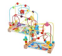 Générique Wooden Sensory Learning Toy, Roller Coaster Bead Maze -Multi-Colour Track Play System, 100% Natural Solid, High Grade Steel Wire Construction, Paint, Early Education Dev