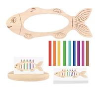 Générique Wooden Sensory, Skills Stick, Colorful Sticks Fish-Shaped Base Fine Motor Skills Water-Based Paint, Educational Toy for Children's Day, Easter, Birthday, Christmas